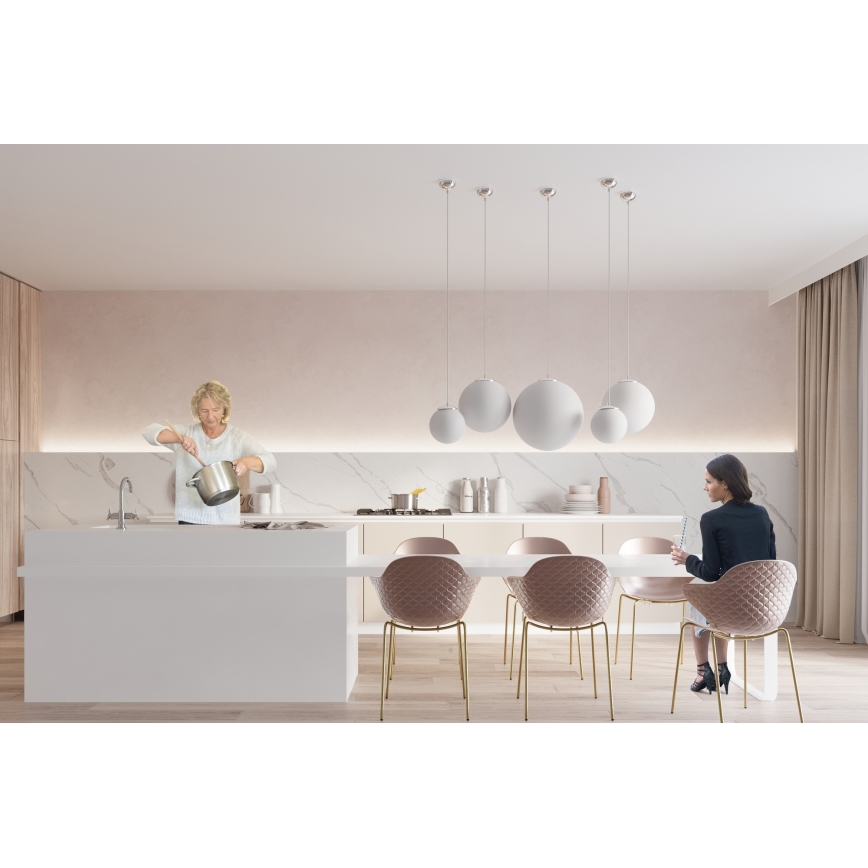 Lampa wisząca na przewodzie UGO 1xE27/15W/230V śr. 30 cm biała