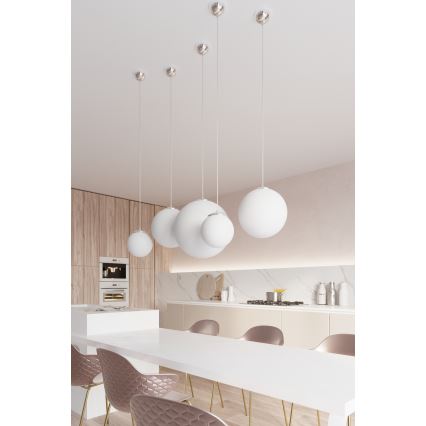 Żyrandol na lince UGO 1xE27/15W/230V średnica 30 cm biały/błyszczący chrom