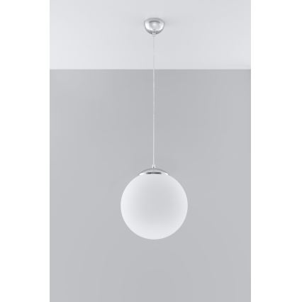 Żyrandol na lince UGO 1xE27/15W/230V średnica 30 cm biały/błyszczący chrom