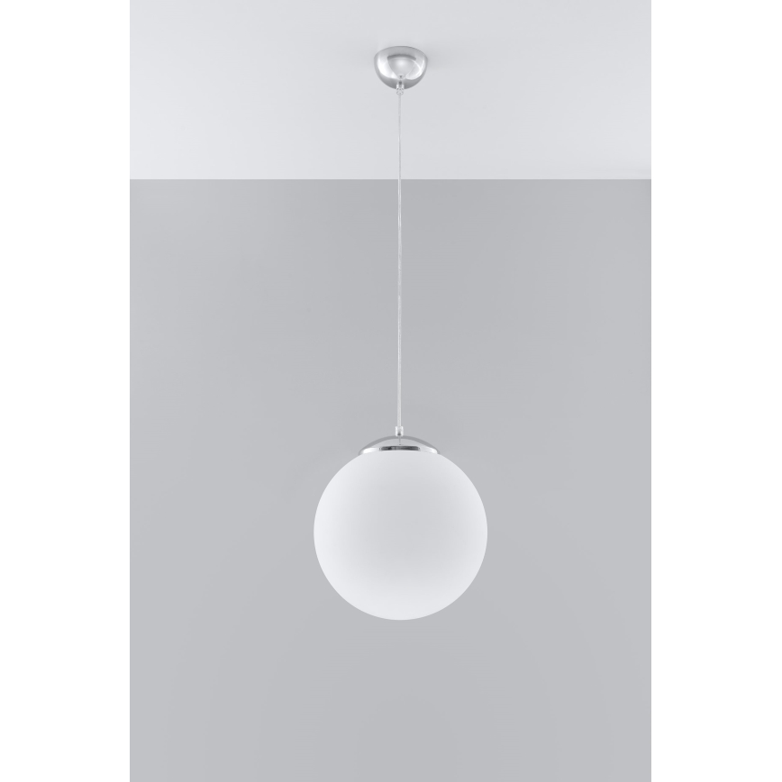 Żyrandol na lince UGO 1xE27/15W/230V średnica 30 cm biały/błyszczący chrom