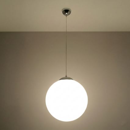 Lampa wisząca na lince UGO 1xE27/15W/230V Ø 40 cm, biała / chrom błyszczący