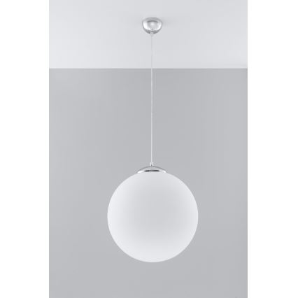 Lampa wisząca na lince UGO 1xE27/15W/230V Ø 40 cm, biała / chrom błyszczący