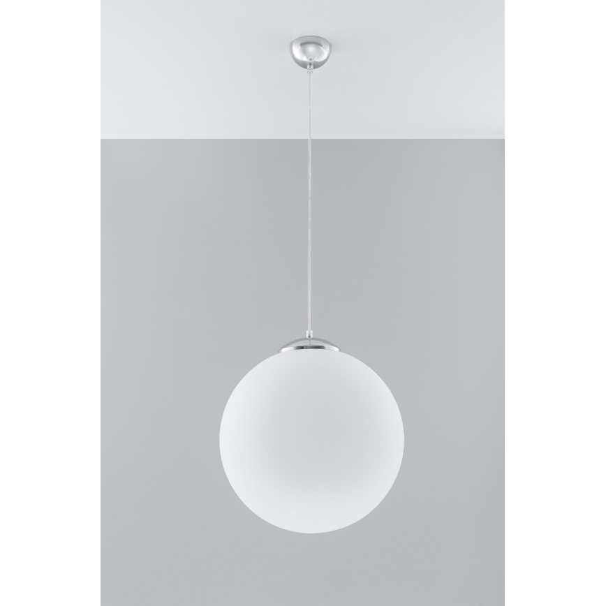 Lampa wisząca na lince UGO 1xE27/15W/230V Ø 40 cm, biała / chrom błyszczący