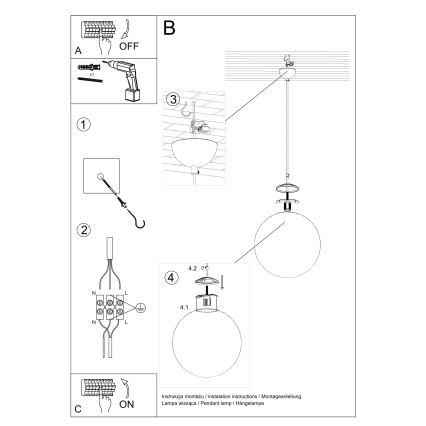 Lampa wisząca na lince UGO 1xE27/15W/230V Ø 40 cm, biała / chrom błyszczący