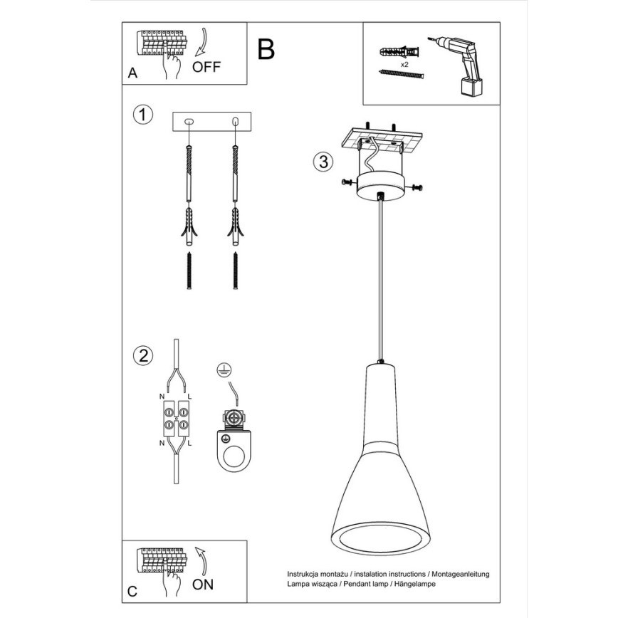 Lampa wisząca na linkę EMPOLI 1xE27/15W/230V beton