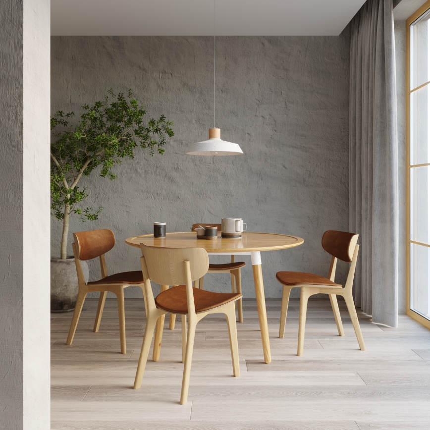 Sollux SL.0282 - Żyrandol na lince AFRA 1xE27/60W/230V biały/naturalny drewno