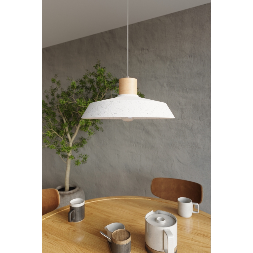 Sollux SL.0282 - Żyrandol na lince AFRA 1xE27/60W/230V biały/naturalny drewno