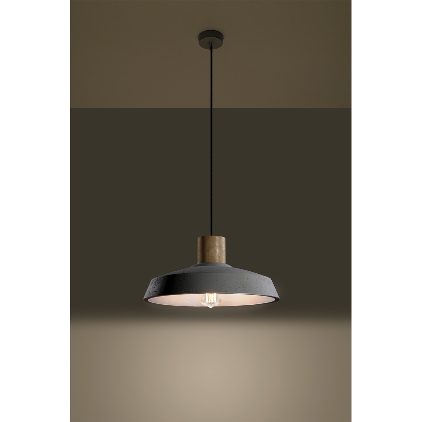 Żyrandol na lince AFRA 1xE27/60W/230V szary/buk