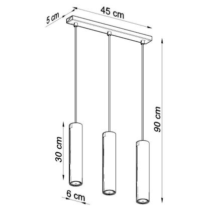 Żyrandol na lince LAGOS 3 3xGU10/10W/230V czarny