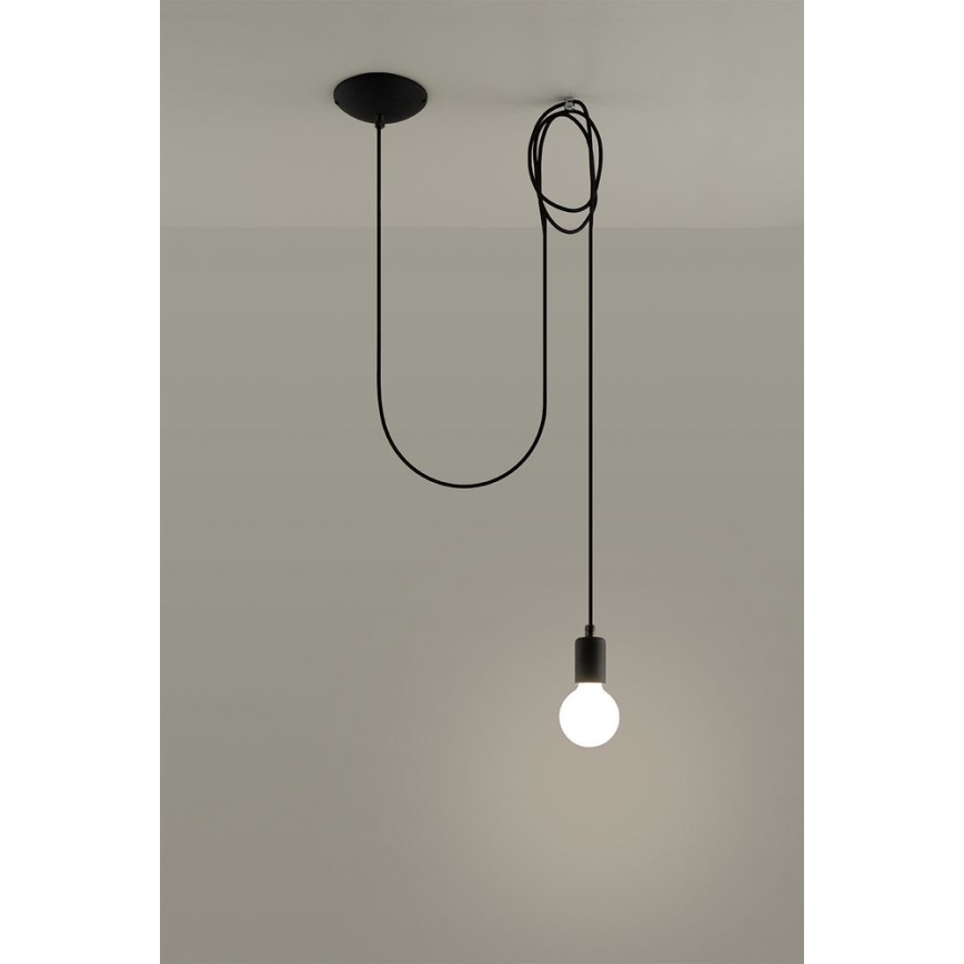 Żyrandol na lince EDISON 1 1xE27/60W/230V pająk czarny