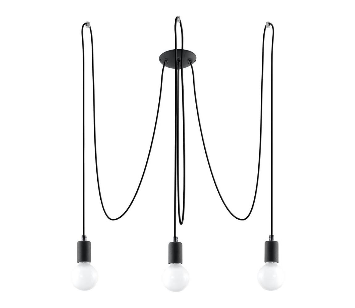 SL.0370 - Żyrandol na lince EDISON 3 3xE27/60W/230V pająk czarny