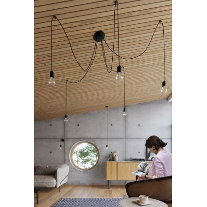 Żyrandol na lince EDISON 3 3xE27/60W/230V pająk czarny