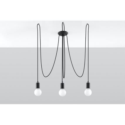 Żyrandol na lince EDISON 3 3xE27/60W/230V pająk czarny