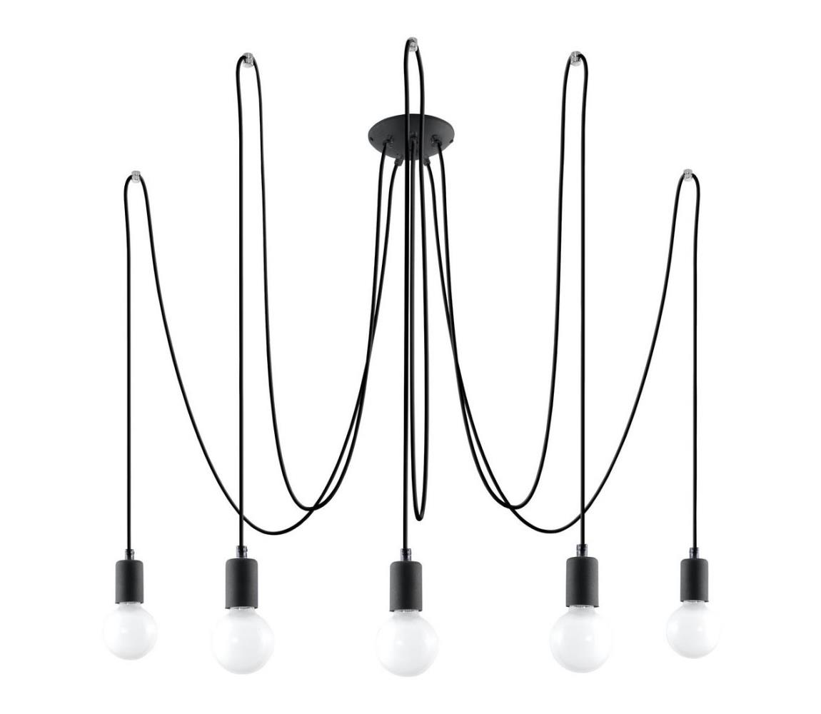 SL.0371 - Żyrandol na lince EDISON 5 5xE27/60W/230V pająk czarny