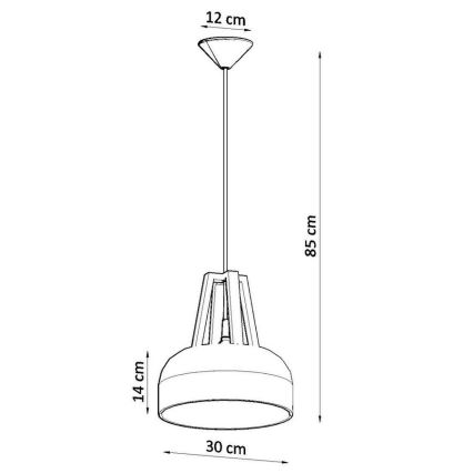 Żyrandol na lince CASCO 1xE27/60W/230V śr. 30 cm brzoza/buk