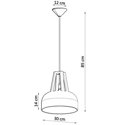 Żyrandol na lince CASCO 1xE27/60W/230V śr. 30 cm brzoza