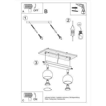 Oświetlenie punktowe sufitowe OCULARE 2xGU10/10W/230V