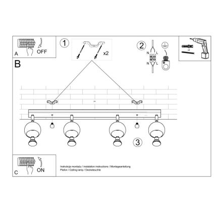Oświetlenie punktowe sufitowe OCULARE 4xGU10/10W/230V