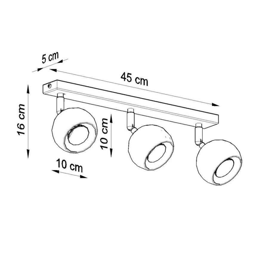 Oświetlenie punktowe sufitowe OCULARE 3xGU10/10W/230V