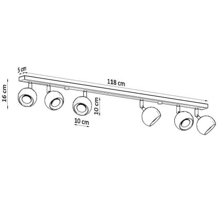 Oświetlenie punktowe sufitowe OCULARE 6xGU10/10W/230V