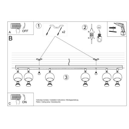 Oświetlenie punktowe sufitowe OCULARE 6xGU10/10W/230V
