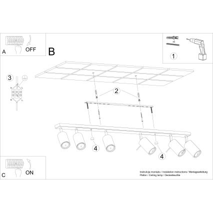 Oświetlenie punktowe sufitowe RING 6xGU10/10W/230V