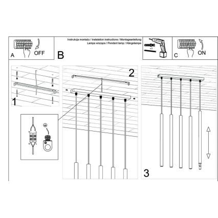 Żyrandol na lince PASTELO 5xG9/8W/230V biały