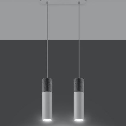 Lampa wisząca na linkach BORGIO 2xGU10/40W/230V beton/metal biały