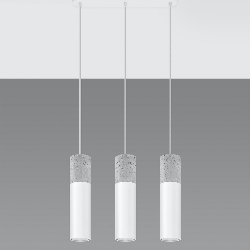 Lampa wisząca na linkach BORGIO 3xGU10/40W/230V beton/metal biały