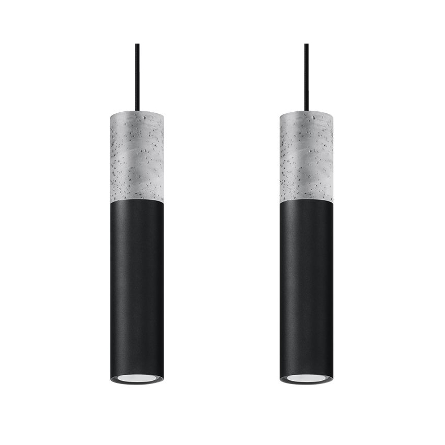 Żyrandol na lince BORGIO 2xGU10/40W/230V beton/metal czarny