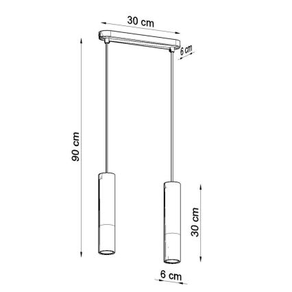 Żyrandol na lince BORGIO 2xGU10/40W/230V beton/metal czarny