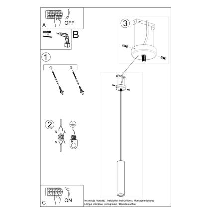 Lampa wisząca na linkę LUVO 1xGU10/40W/230V beton/czarny