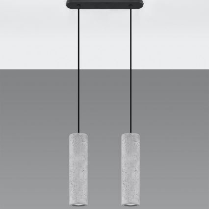 Lampa wisząca na linkach LUVO 2xGU10/40W/230V beton/czarny