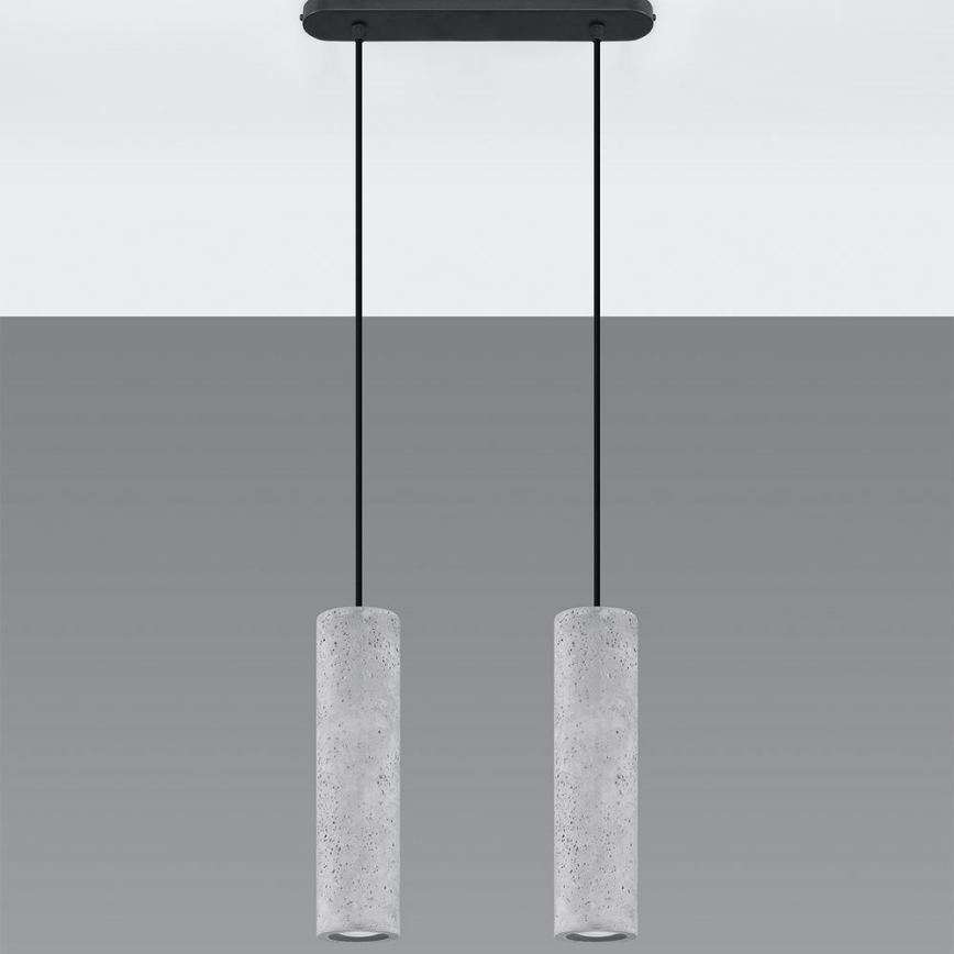 Lampa wisząca na linkach LUVO 2xGU10/40W/230V beton/czarny