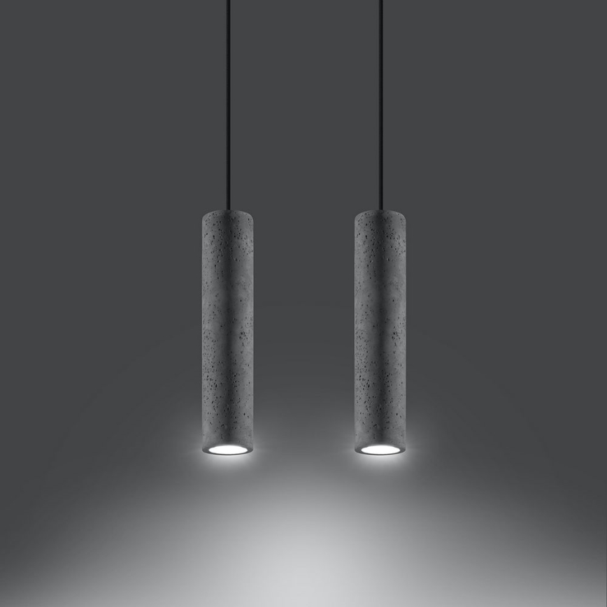Lampa wisząca na linkach LUVO 2xGU10/40W/230V beton/czarny