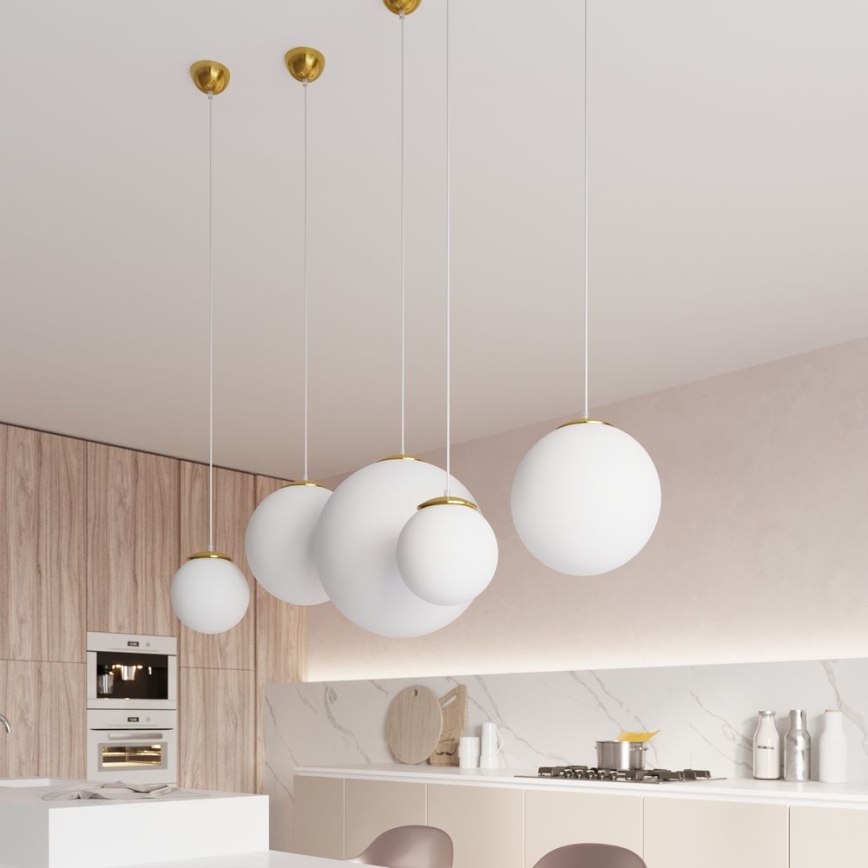 Lampa wisząca na przewodzie TOYA 1xE27/60W/230V śr. 30 cm biały/złoty