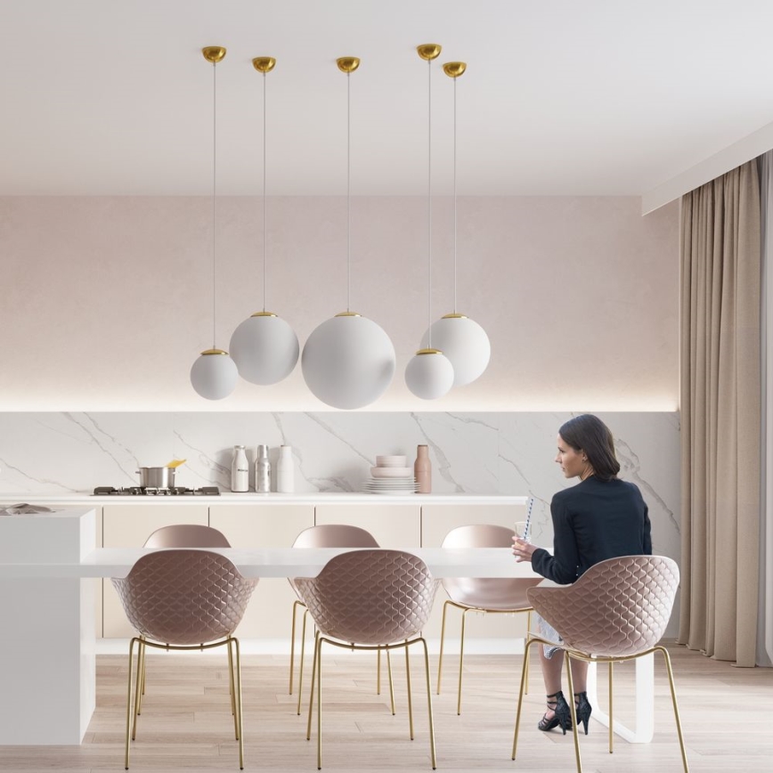 Lampa wisząca na przewodzie TOYA 1xE27/60W/230V śr. 30 cm biały/złoty