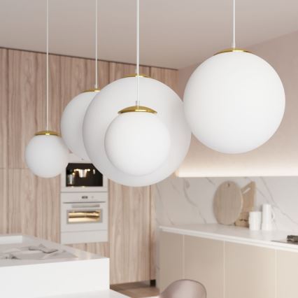 Lampa wisząca na przewodzie TOYA 1xE27/60W/230V śr. 30 cm biały/złoty