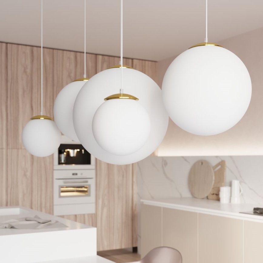 Lampa wisząca na przewodzie TOYA 1xE27/60W/230V śr. 30 cm biały/złoty
