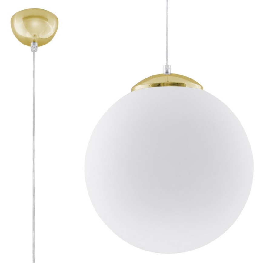 Lampa wisząca na przewodzie TOYA 1xE27/60W/230V śr. 30 cm biały/złoty