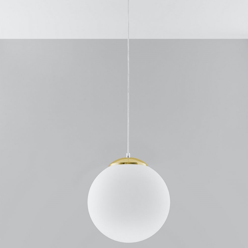 Lampa wisząca na przewodzie TOYA 1xE27/60W/230V śr. 30 cm biały/złoty