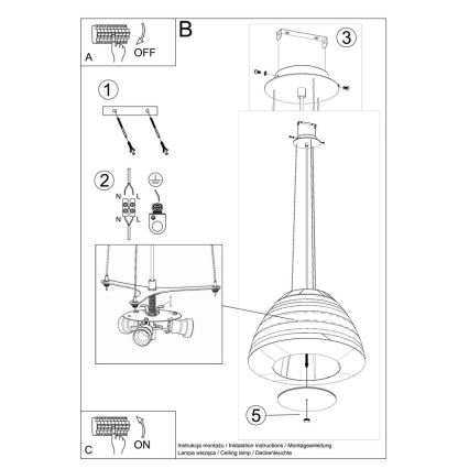 Żyrandol na lince BELLA 3xE27/60W/230V śr. 60 cm biały