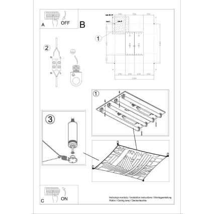 Oprawa sufitowa LED LUNA 4xG13/8,5W/230V 10,5x10,5 cm biała