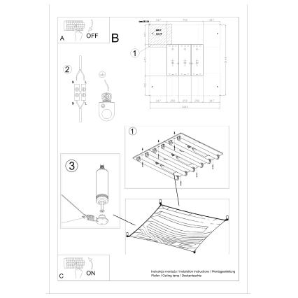 Oprawa sufitowa LED LUNA 6xG13/8,5W/230V 140x140 cm biała
