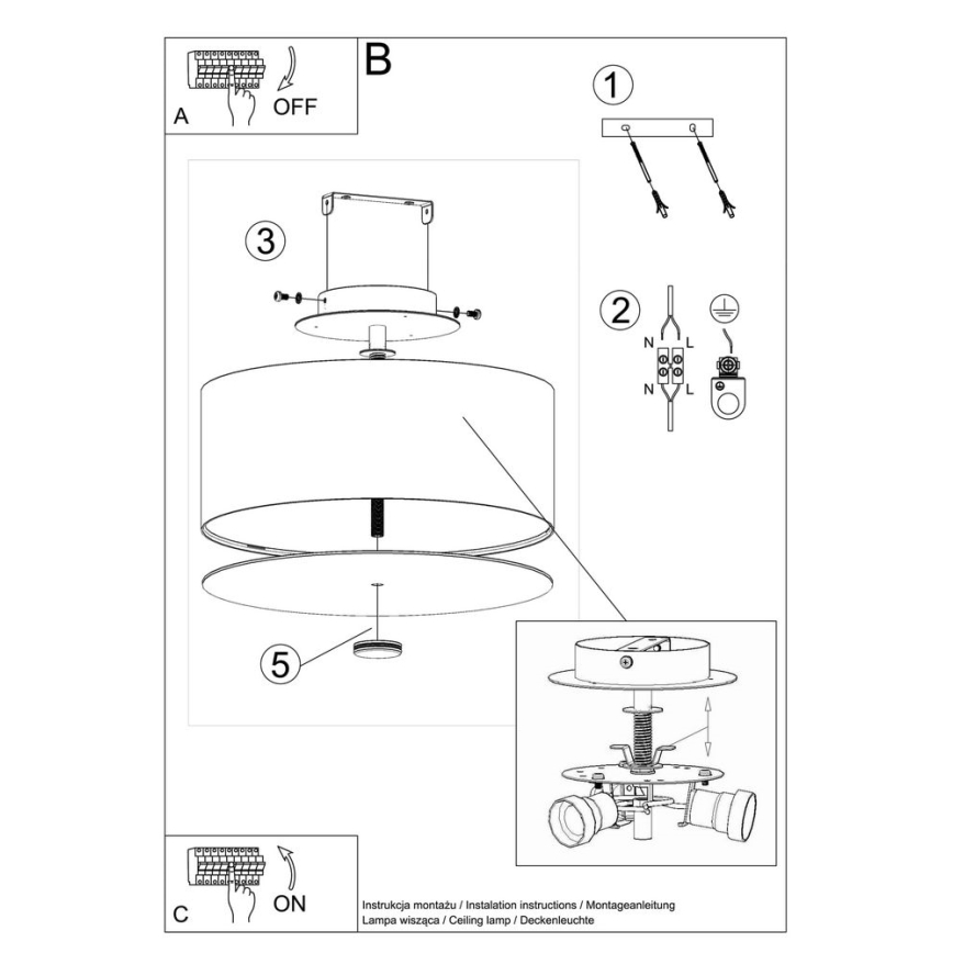 Lampa sufitowa SKALA 3xE27/60W/230V śr. 30 cm czarna