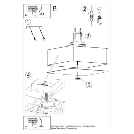 Plafon LOKKO 5xE27/60W/230V 45 cm czarny