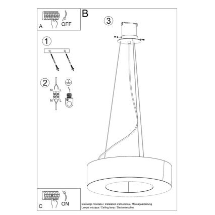 Żyrandol na lince SATURNO 8xE27/60W/230V śr. 90 cm biały