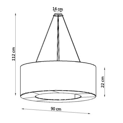 Żyrandol na lince SATURNO 8xE27/60W/230V śr. 90 cm czarny