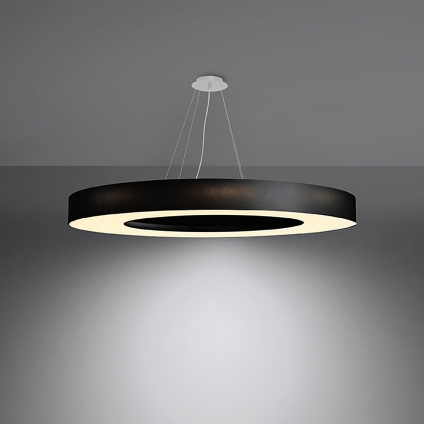 Żyrandol na lince SATURNO SLIM 8xE27/60W/230V śr. 90 cm czarny