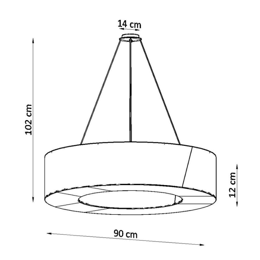 Żyrandol na lince SATURNO SLIM 8xE27/60W/230V śr. 90 cm czarny